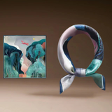 100% silk scarf: escape to the moon